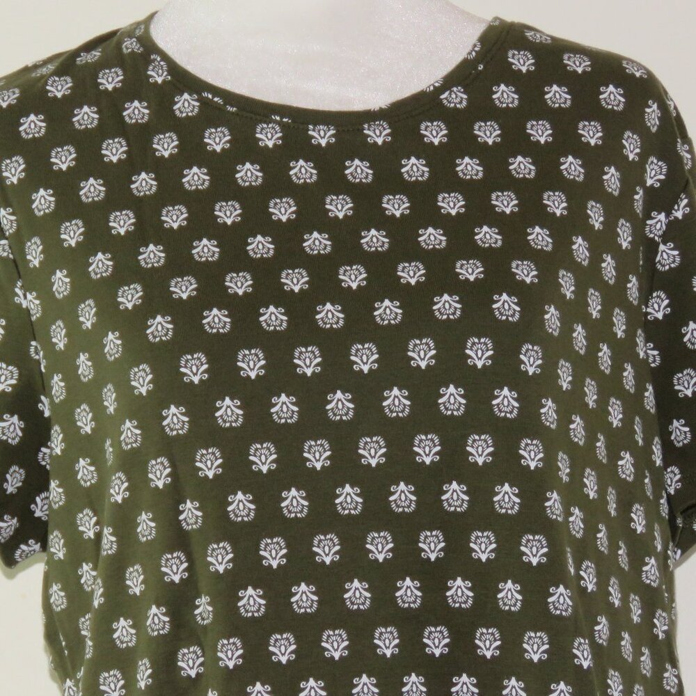 Croft & Borrow Women's Green & White Short-Sleeve Classic Tee Size XL (C1519)